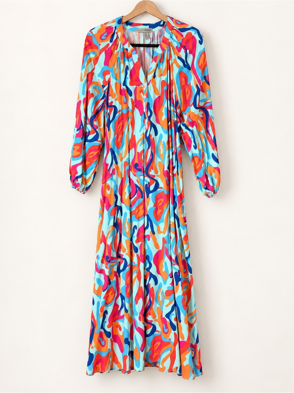 Vibrant Multi-Color Long Sleeve Maxi Dress